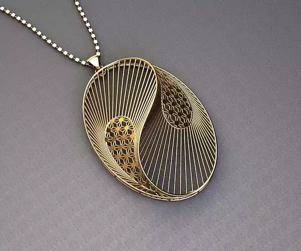 P017 Contoured-Wire-Frame-Oval-Pendant 4gm