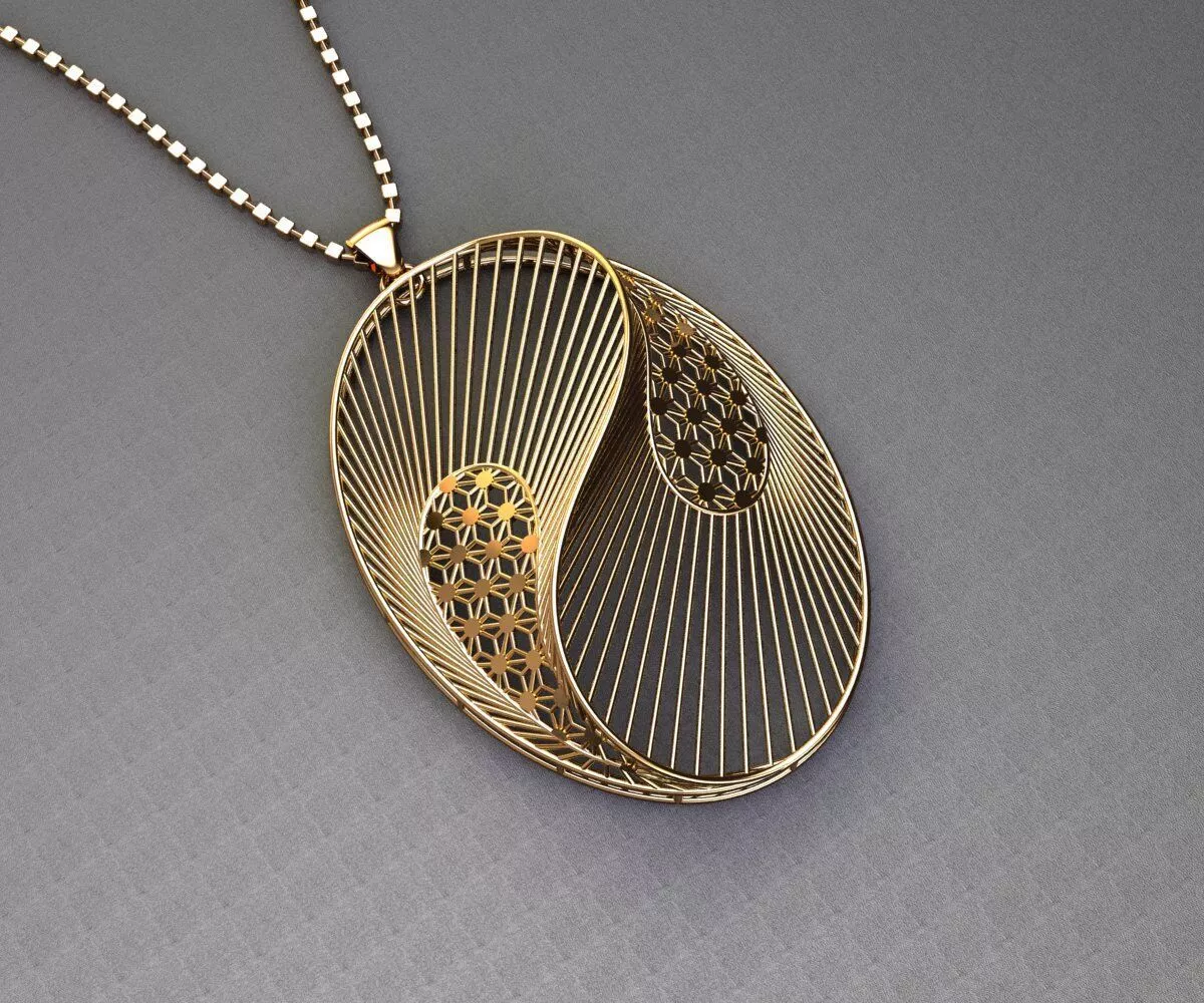 P017 Contoured-Wire-Frame-Oval-Pendant 4gm 3D print model