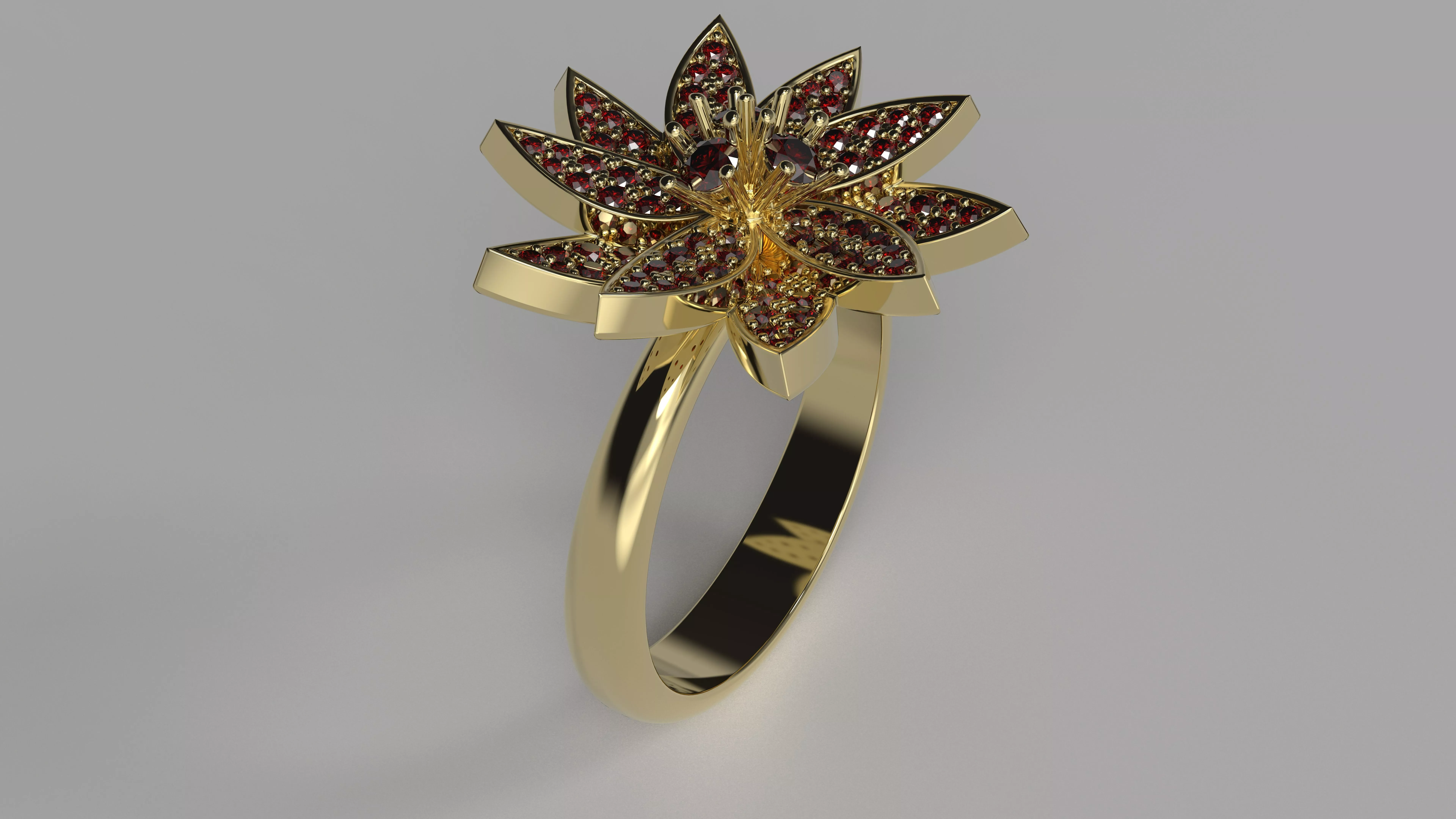 Lotus Flower Cluster Ring 3D Print Model for Jewelry STL 3D print model