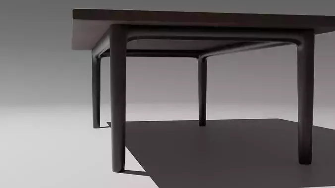 Minimalist Wooden Coffee Table 3D model 2