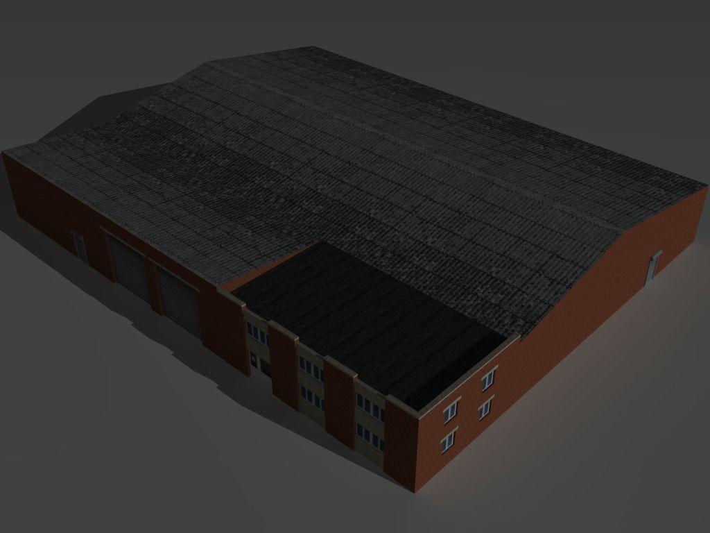 Factory Building 21 Low-poly 3D model_2