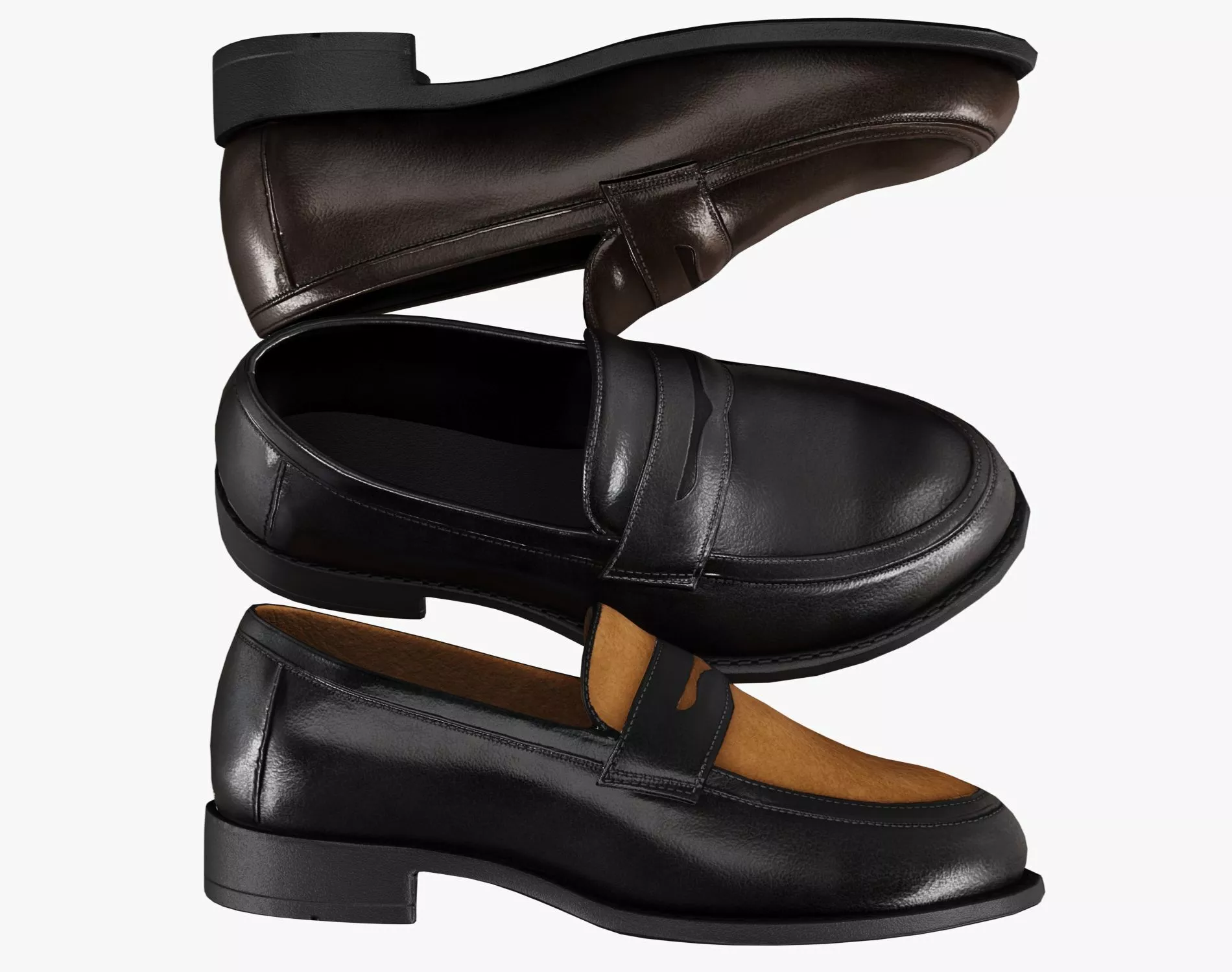 Classic Leather Loafers Pack - Game-Ready PBR Footwear Low-poly 3D model
