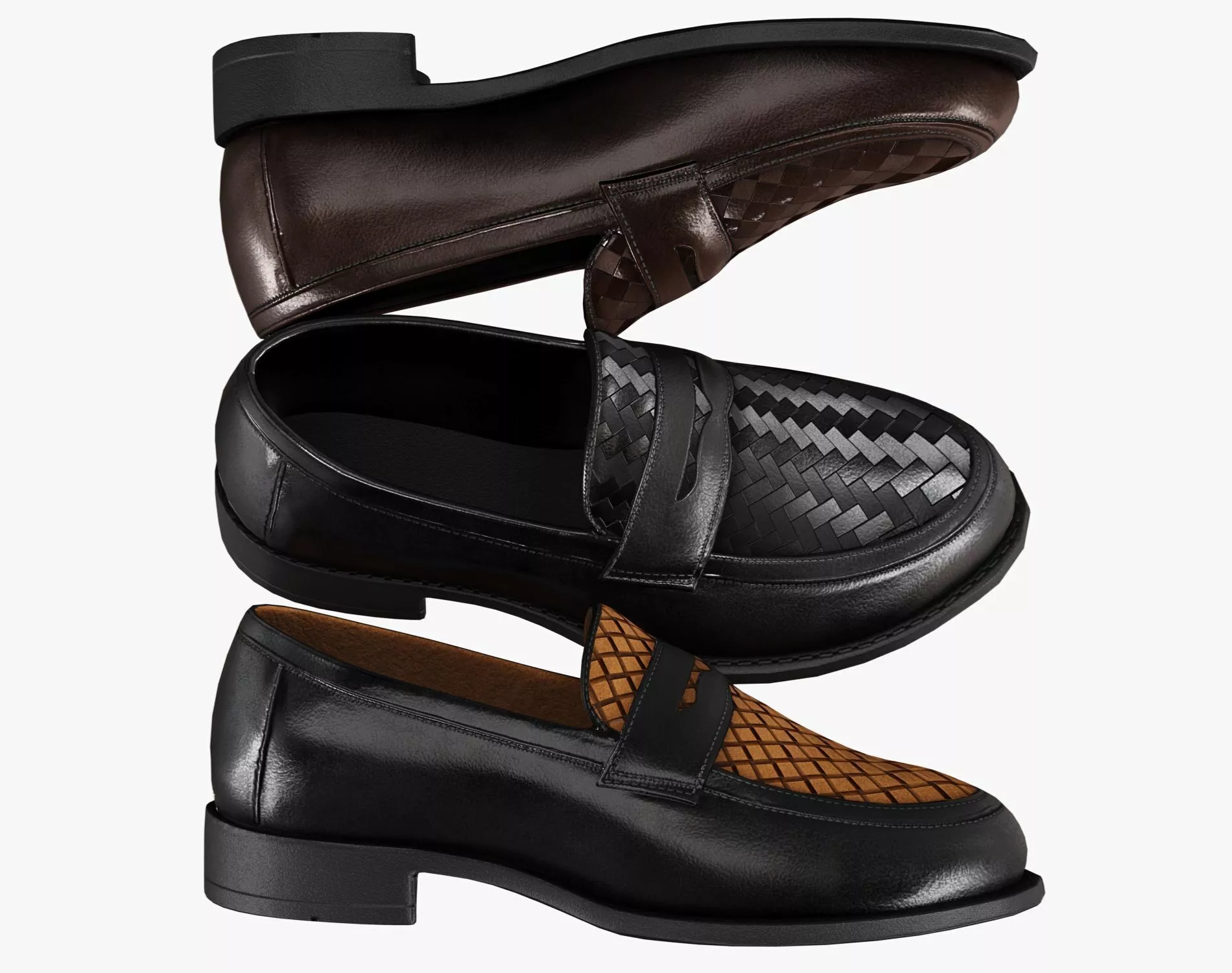 Classic Leather Loafers Pack - Game-Ready Leather Shoes Low-poly 3D model