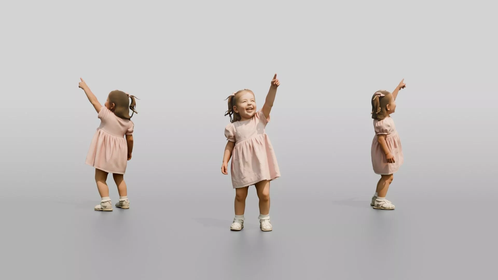 Toddler Maltese Girl Pointing Up in Excitement 3D model