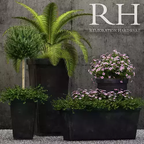 Restoration Hardware paneled sheet metal planters
