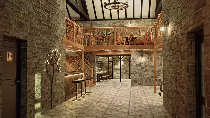 Pub-restaurant 3D model 6