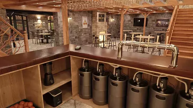 Pub-restaurant 3D model 7