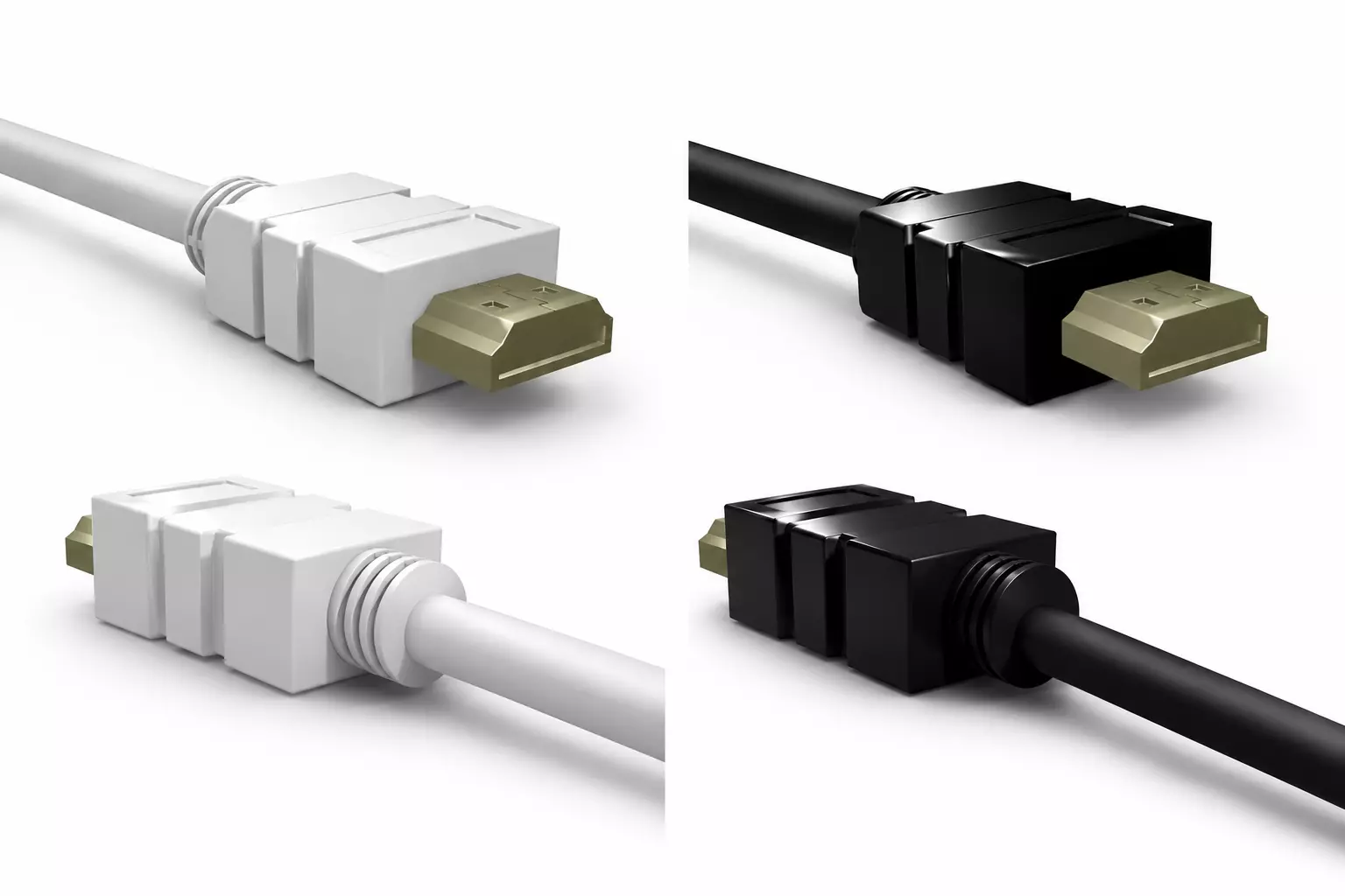 High Quality HDMI Cable Model Black and White Versions Low-poly 3D model