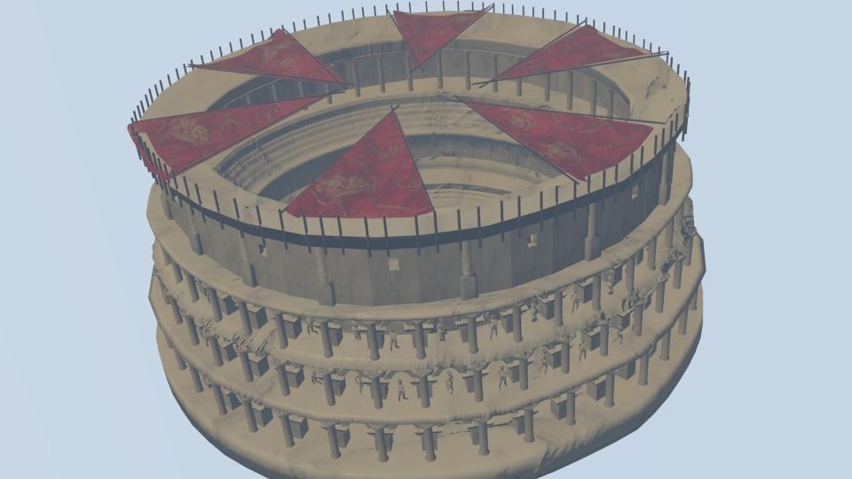 Colosseum leaning tower of pisa Low-poly 3D model_4