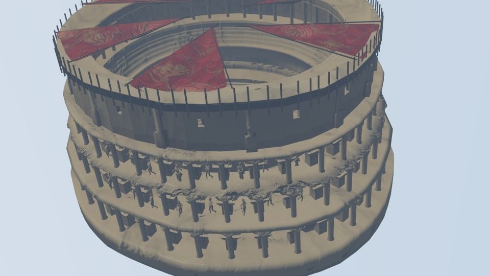 Colosseum leaning tower of pisa Low-poly 3D model_0