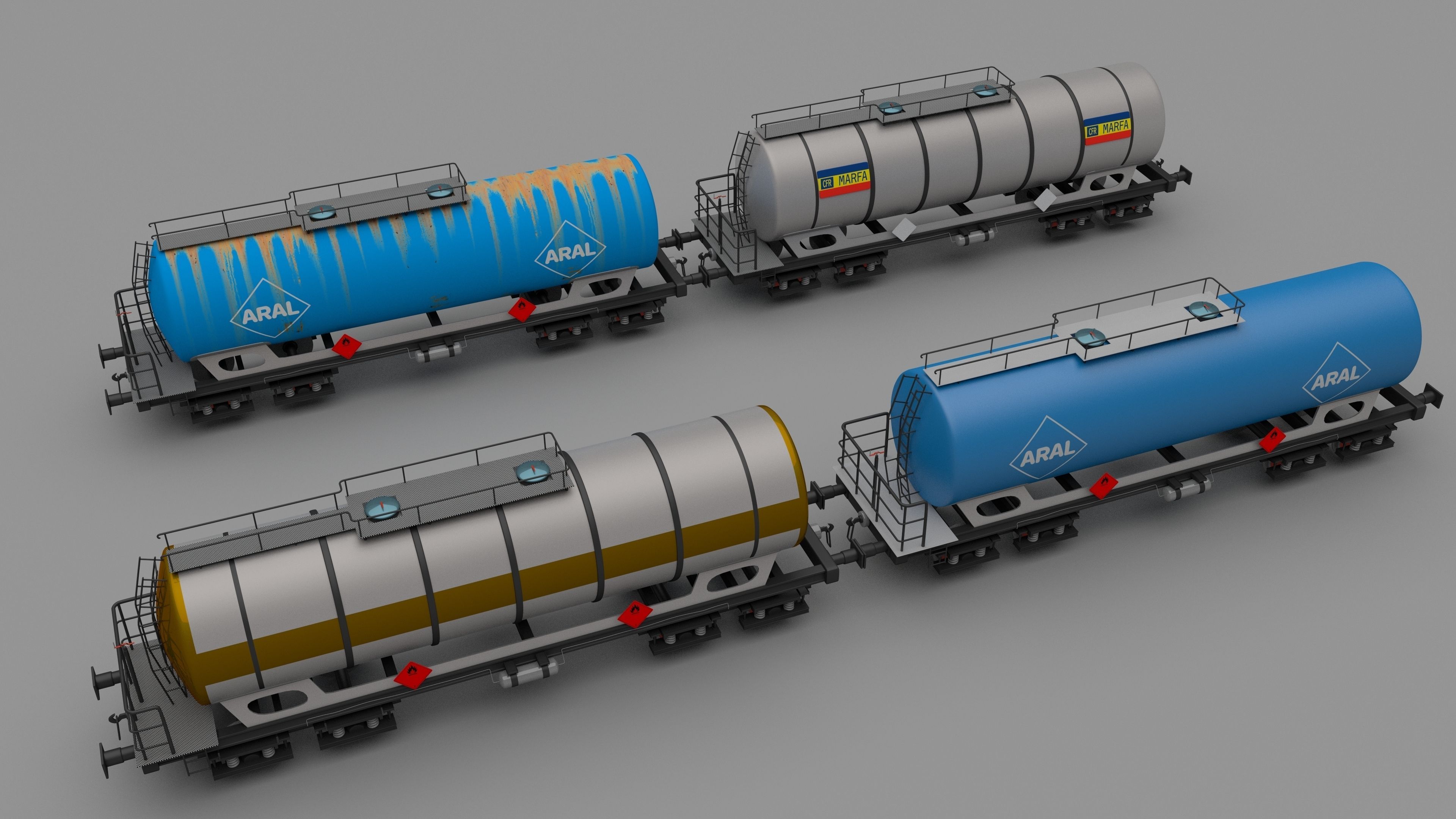 Train tanker collection 3D Model .obj .stl .blend .dae