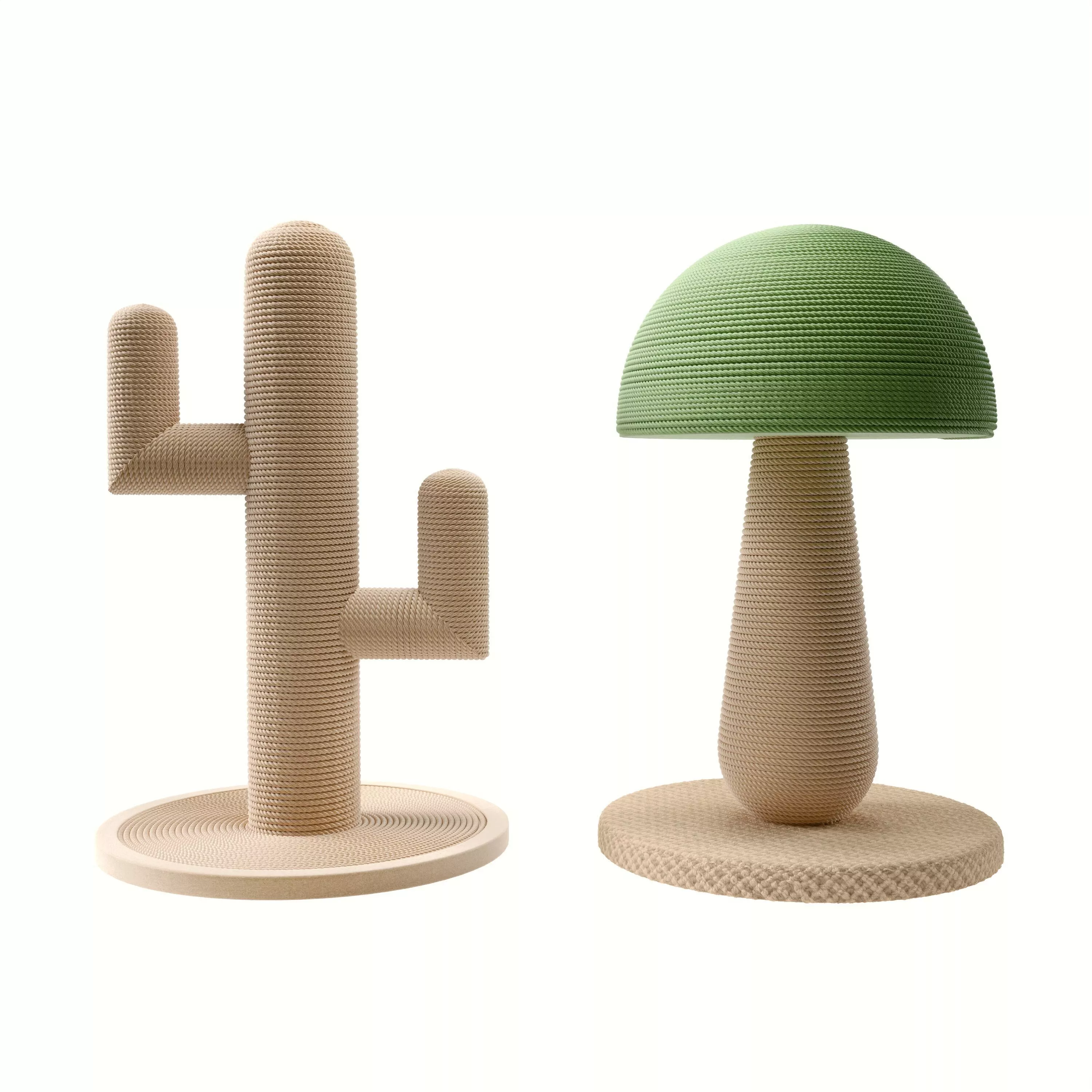 Cat Scratching Post Set - Cactus and Mushroom 3D model