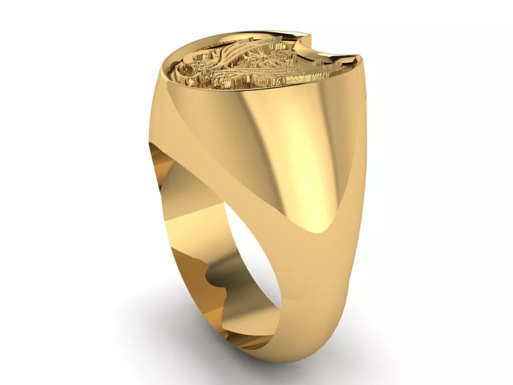 Heraldic Dragon Signet Ring 3D print model