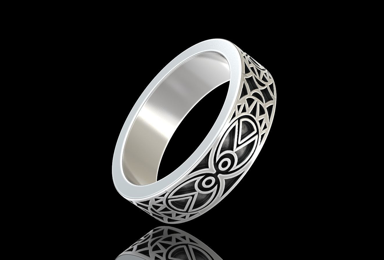 Ring with patterns for enamel 3D print model_2