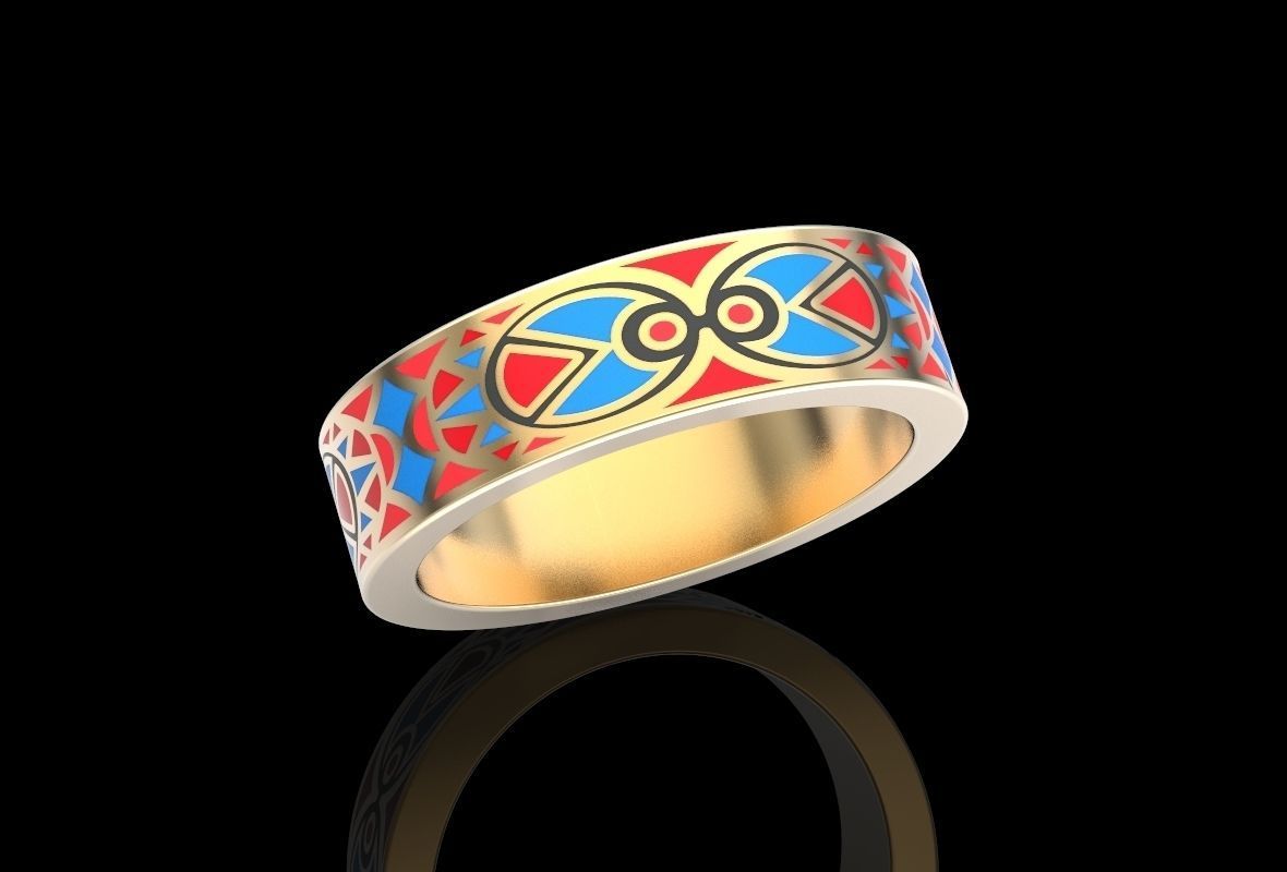 Ring with patterns for enamel 3D print model_8
