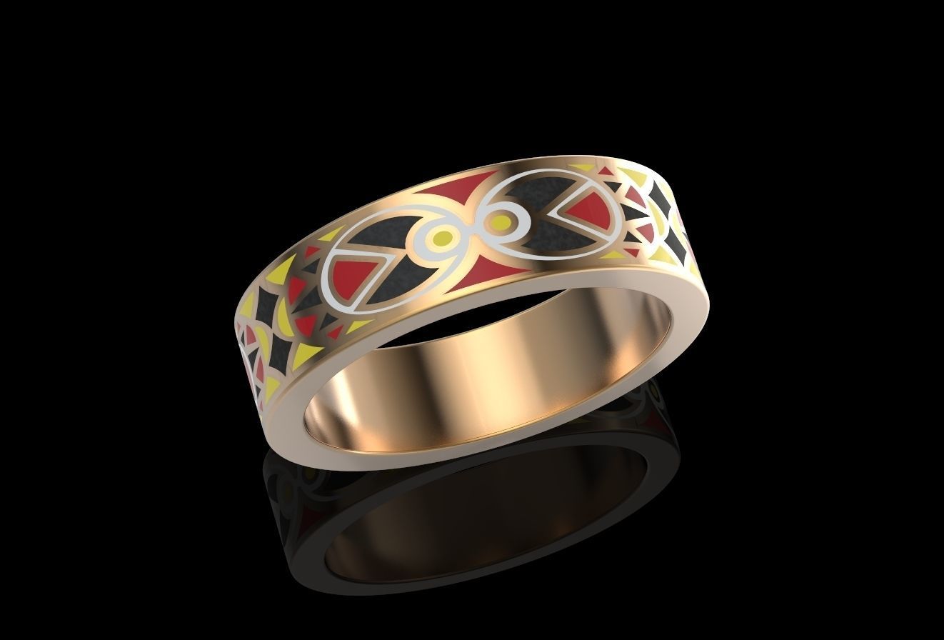 Ring with patterns for enamel 3D print model_3
