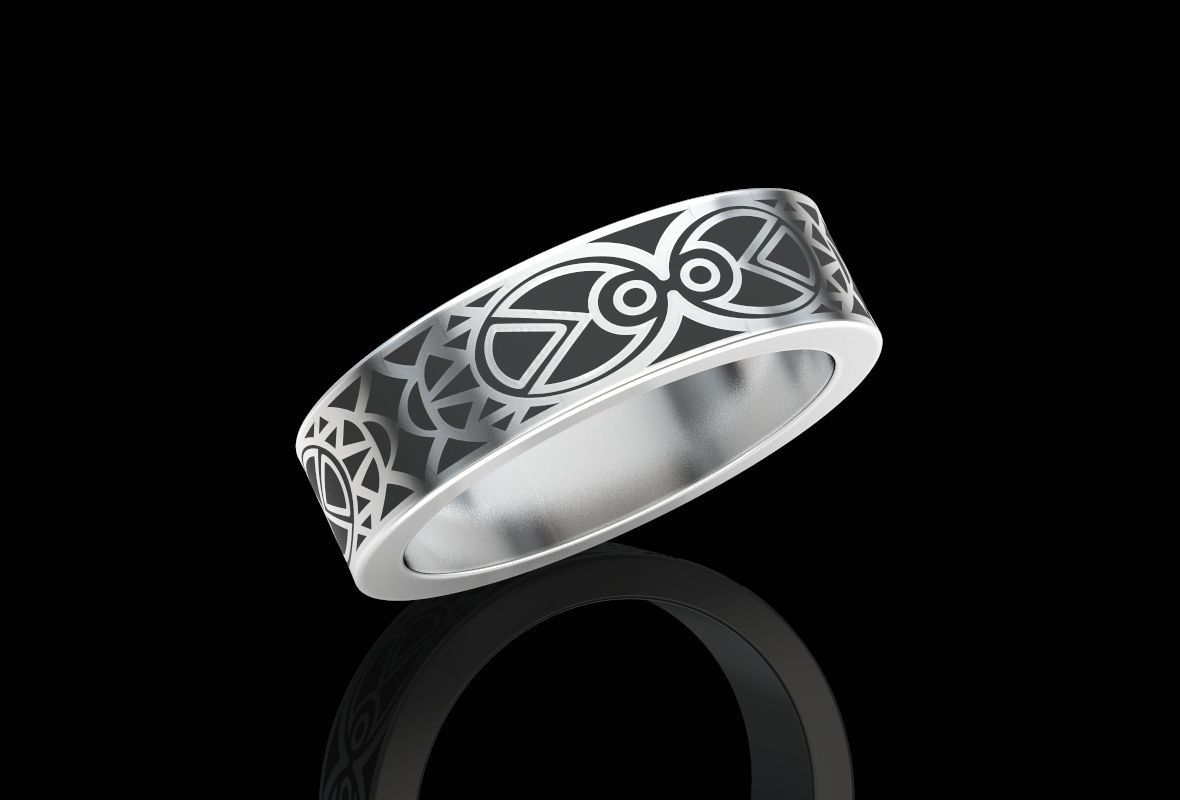 Ring with patterns for enamel 3D print model_1