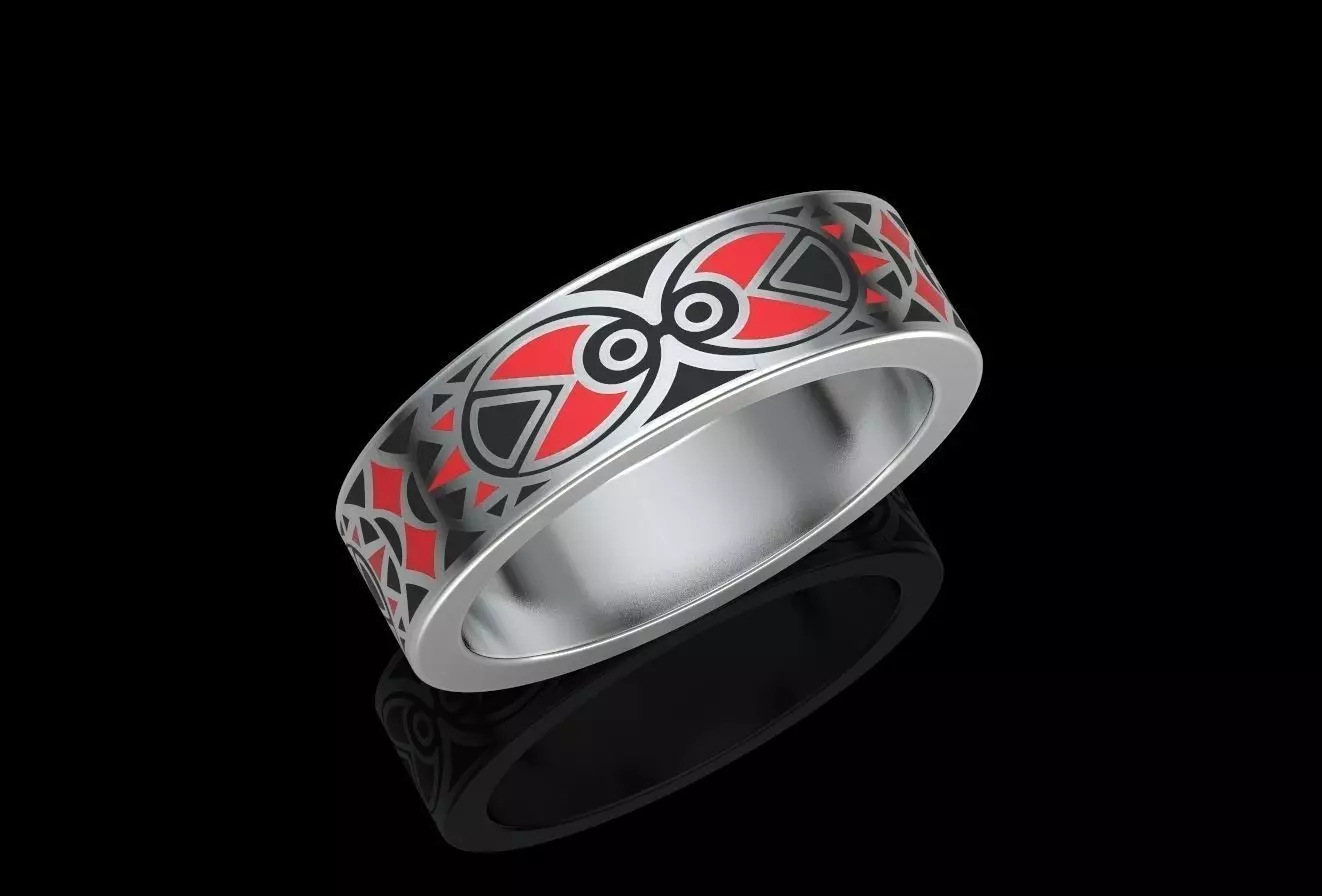 Ring with patterns for enamel 3D print model_0