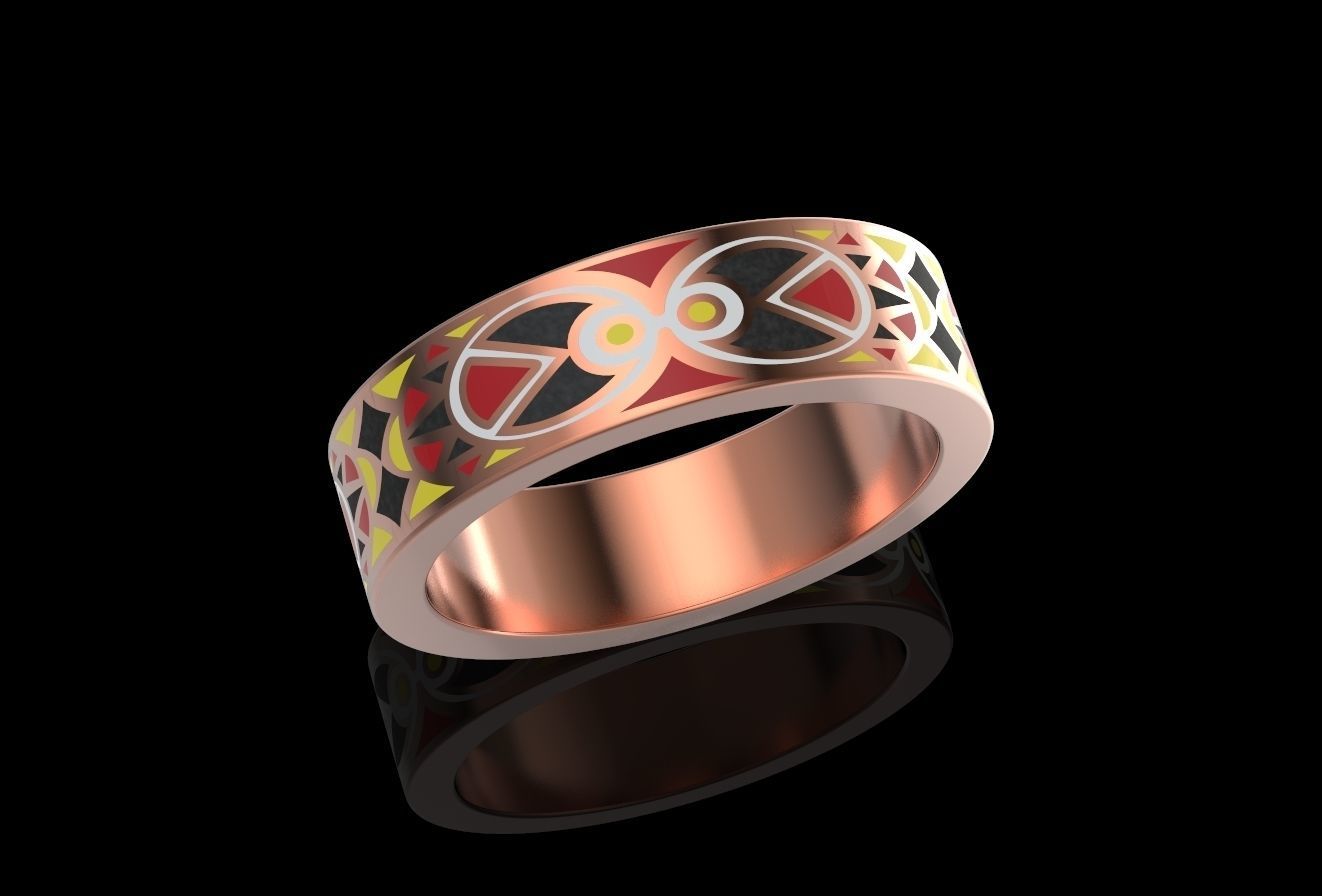 Ring with patterns for enamel 3D print model_5