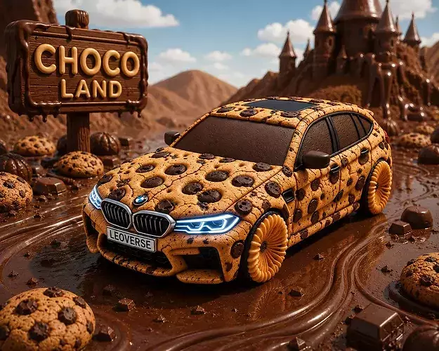 Chocolate Chip Cookie Sports Racing Car Food Vehicle Anime Toon 3D model 4