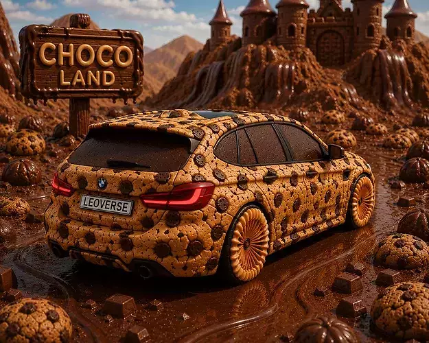 Chocolate Chip Cookie Sports Racing Car Food Vehicle Anime Toon 3D model 7