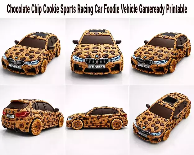 Chocolate Chip Cookie Sports Racing Car Food Vehicle Anime Toon 3D model