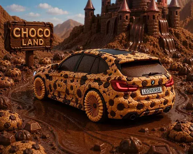 Chocolate Chip Cookie Sports Racing Car Food Vehicle Anime Toon 3D model 6