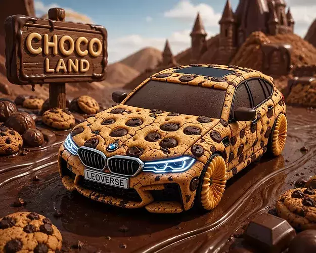Chocolate Chip Cookie Sports Racing Car Food Vehicle Anime Toon 3D model 2