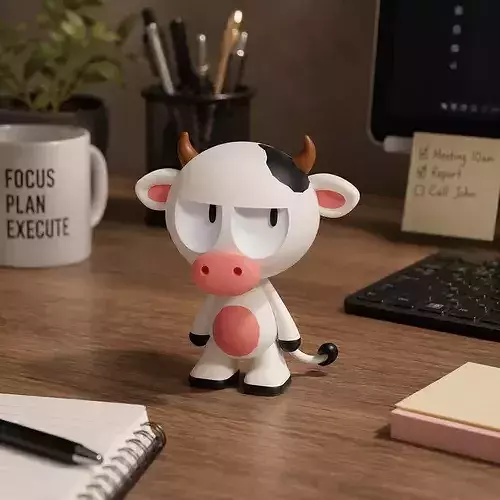 Cute Cartoon Cow Character 3D Printable Figure