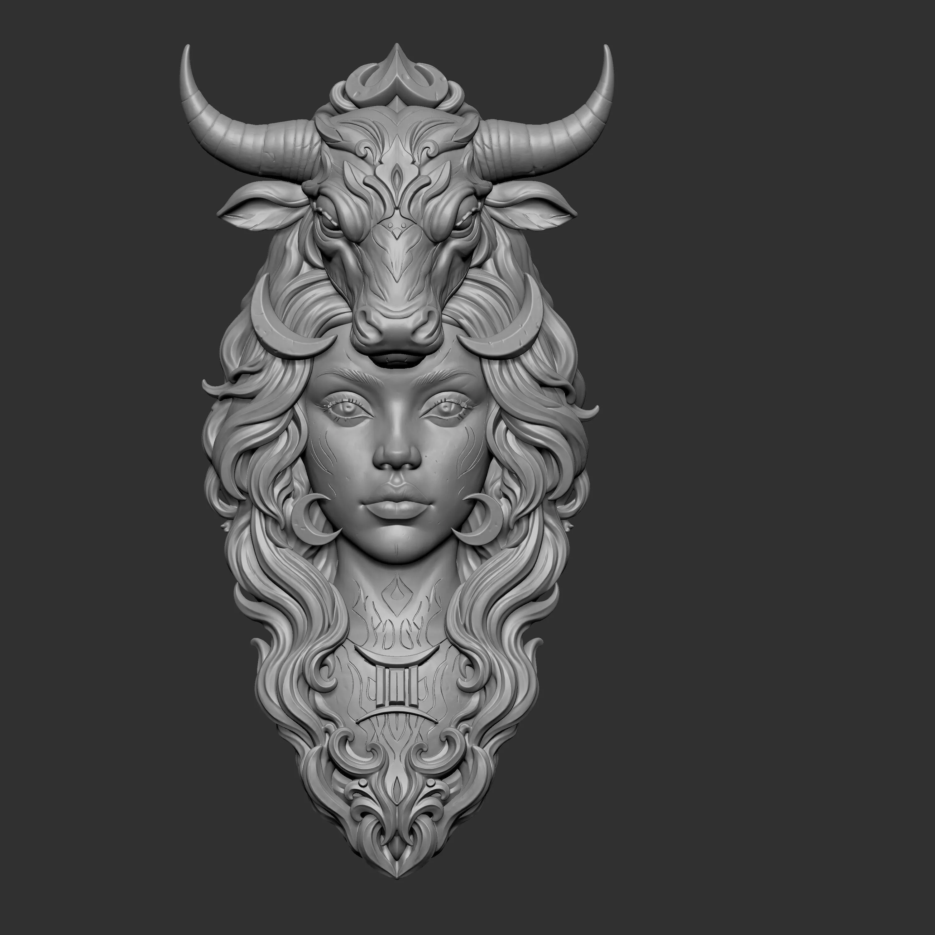 3D digital sculpture bust Taurus Zodiac sign 3D print model