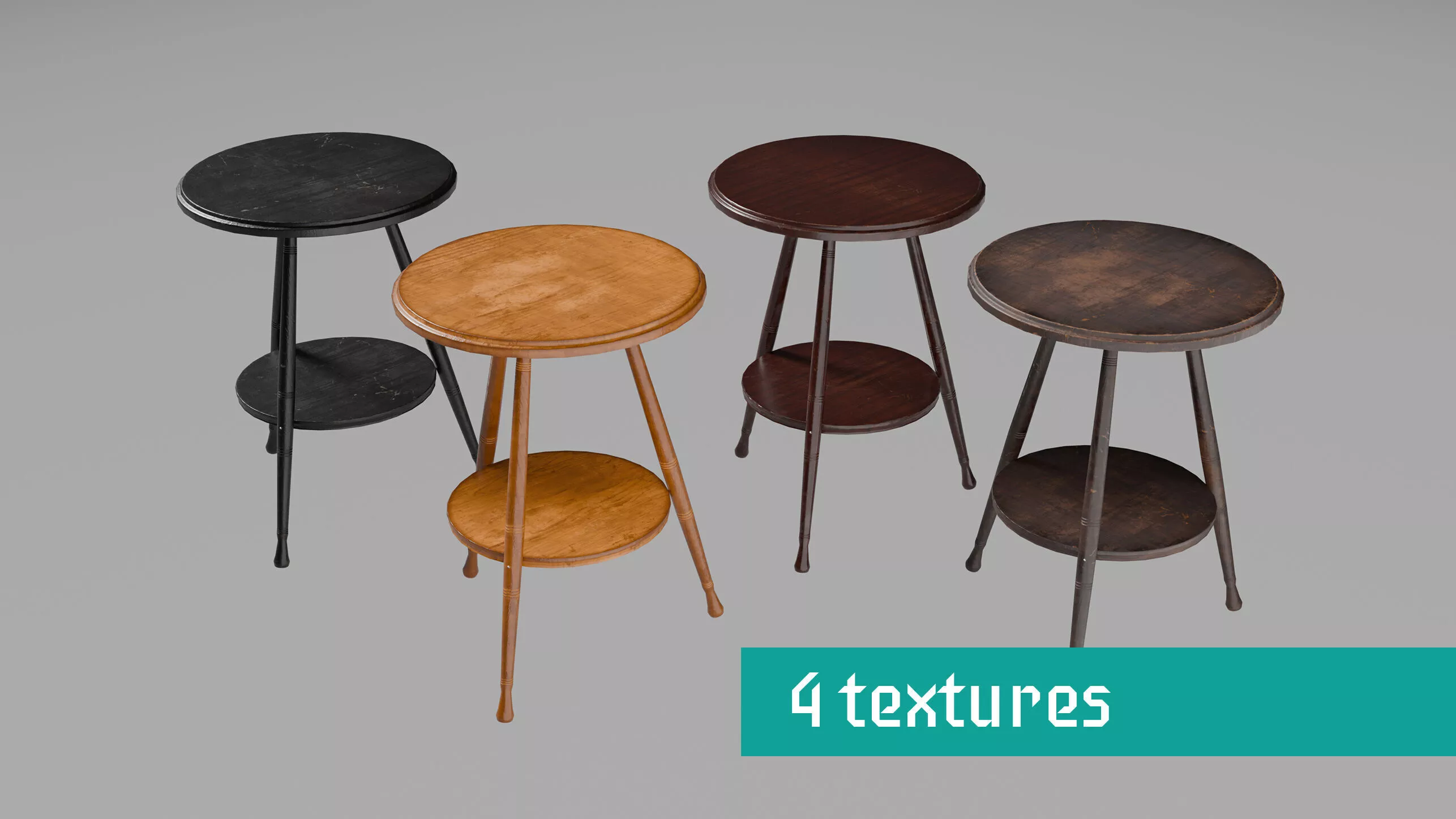 Victorian Round Table 4 Textures Low-poly 3D model