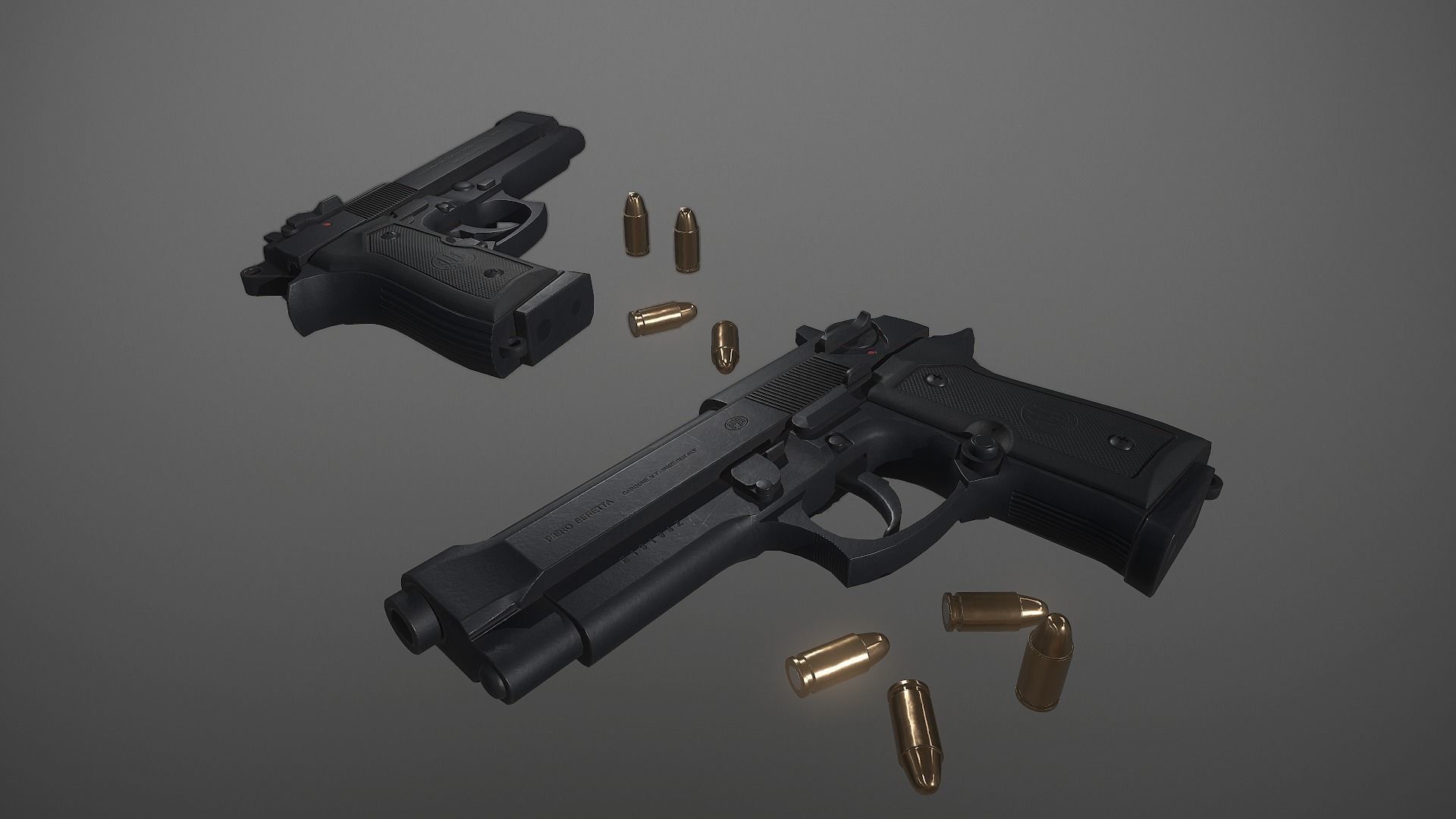 Pistol m92f Low-poly 3D model_0