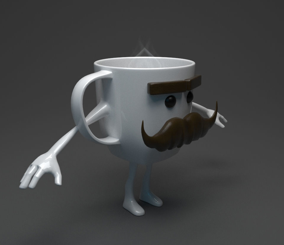Cup Cartoon 3D model_3