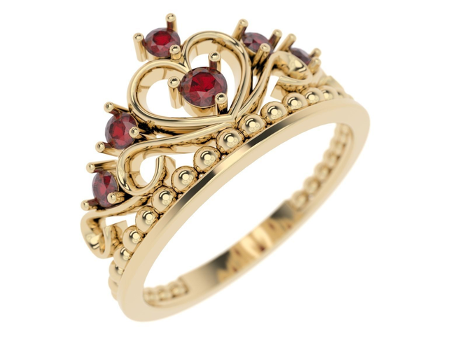 Ring gold tiara with ruby stones