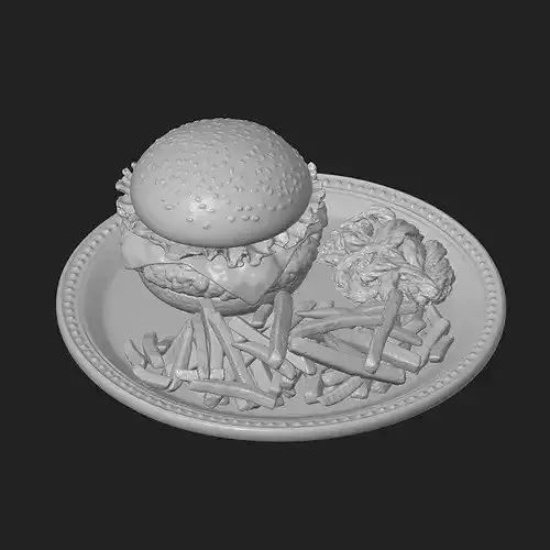 Cheeseburger and Fries Meal  3D print model 7