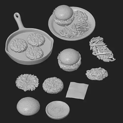 Cheeseburger and Fries Meal  3D print model