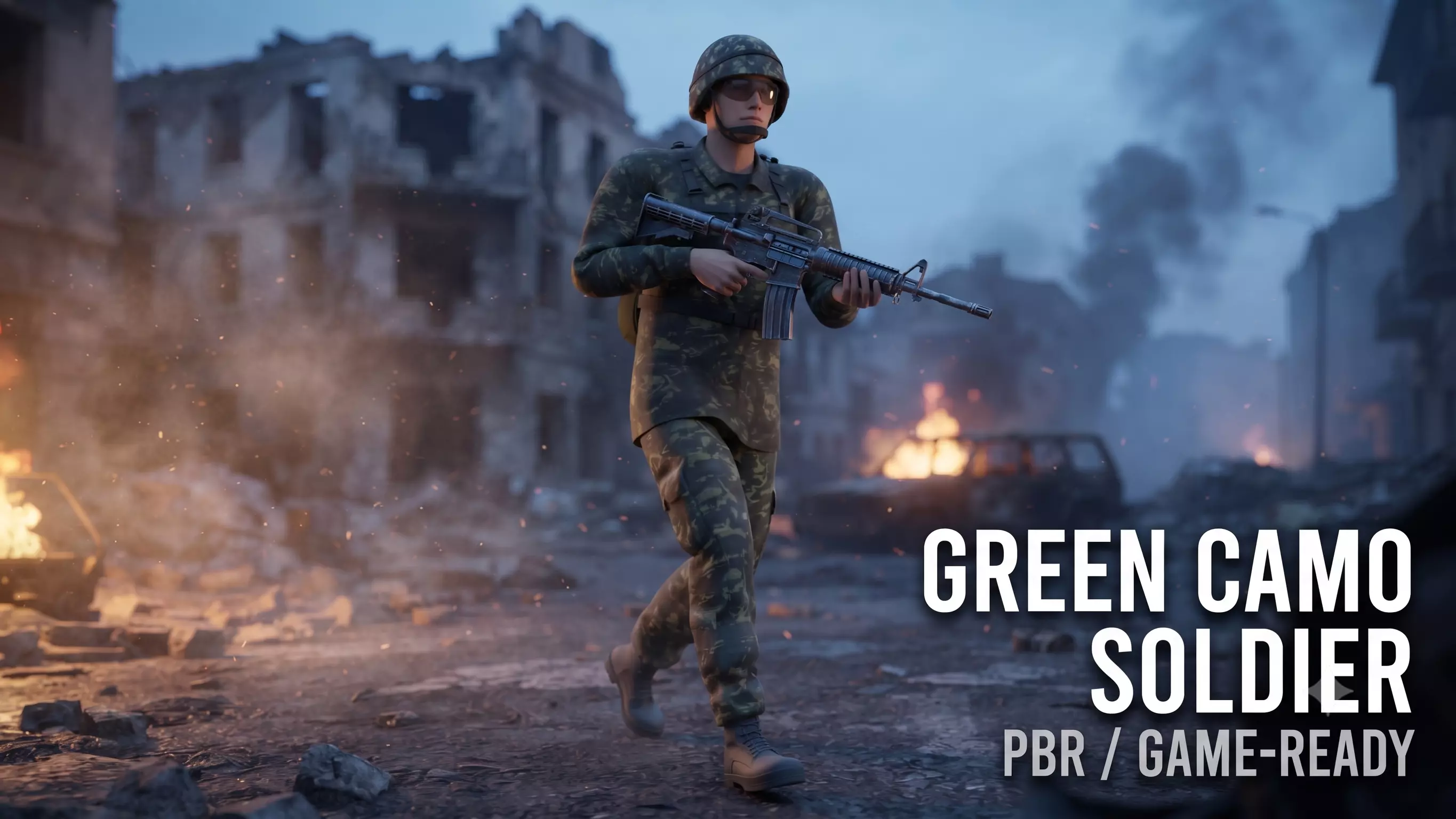 Military Infantry Soldier - Rigged Low Poly Game Character Low-poly 3D model