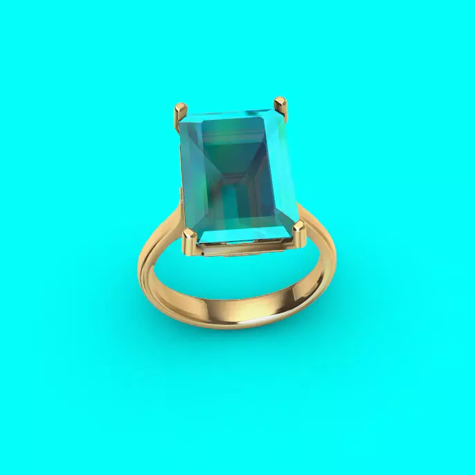 0X9CT Emerald Cut Engagement Ring 3D print model