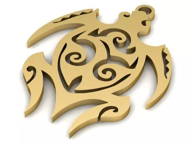 Pendant gold turtle 3D print model_0