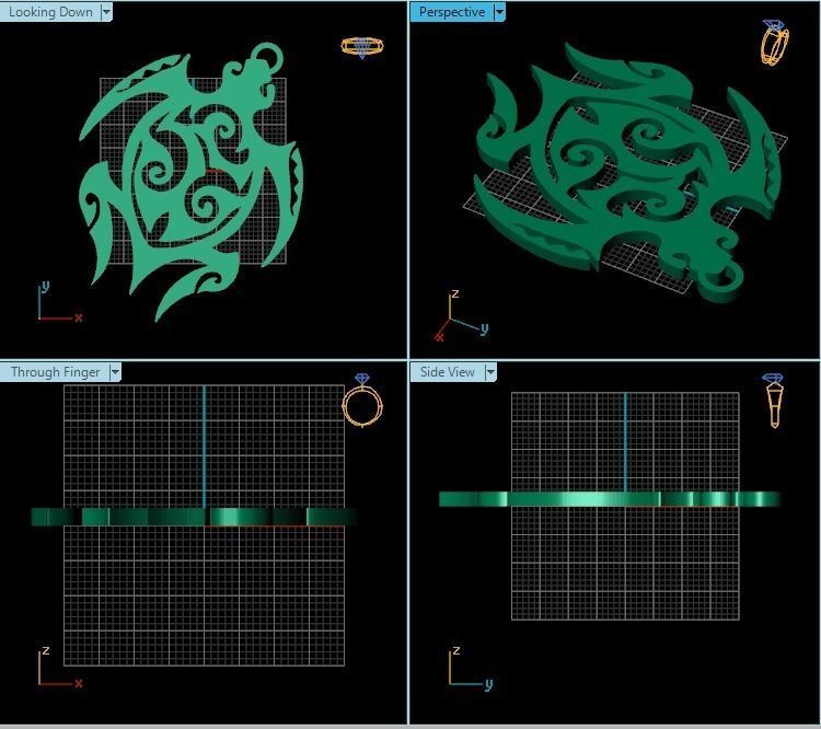 Pendant gold turtle 3D print model_2