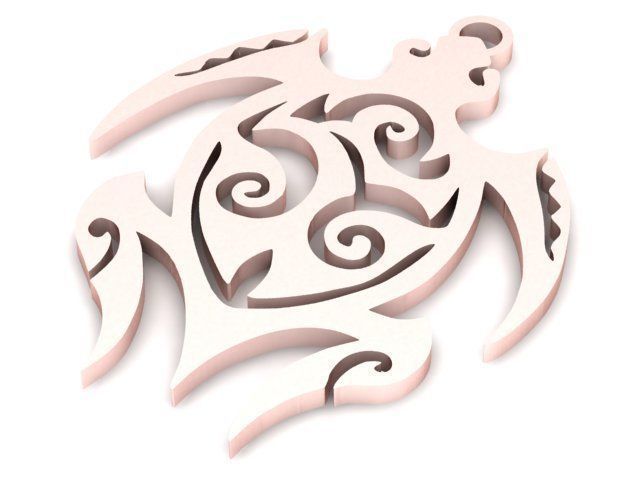 Pendant gold turtle 3D print model_1