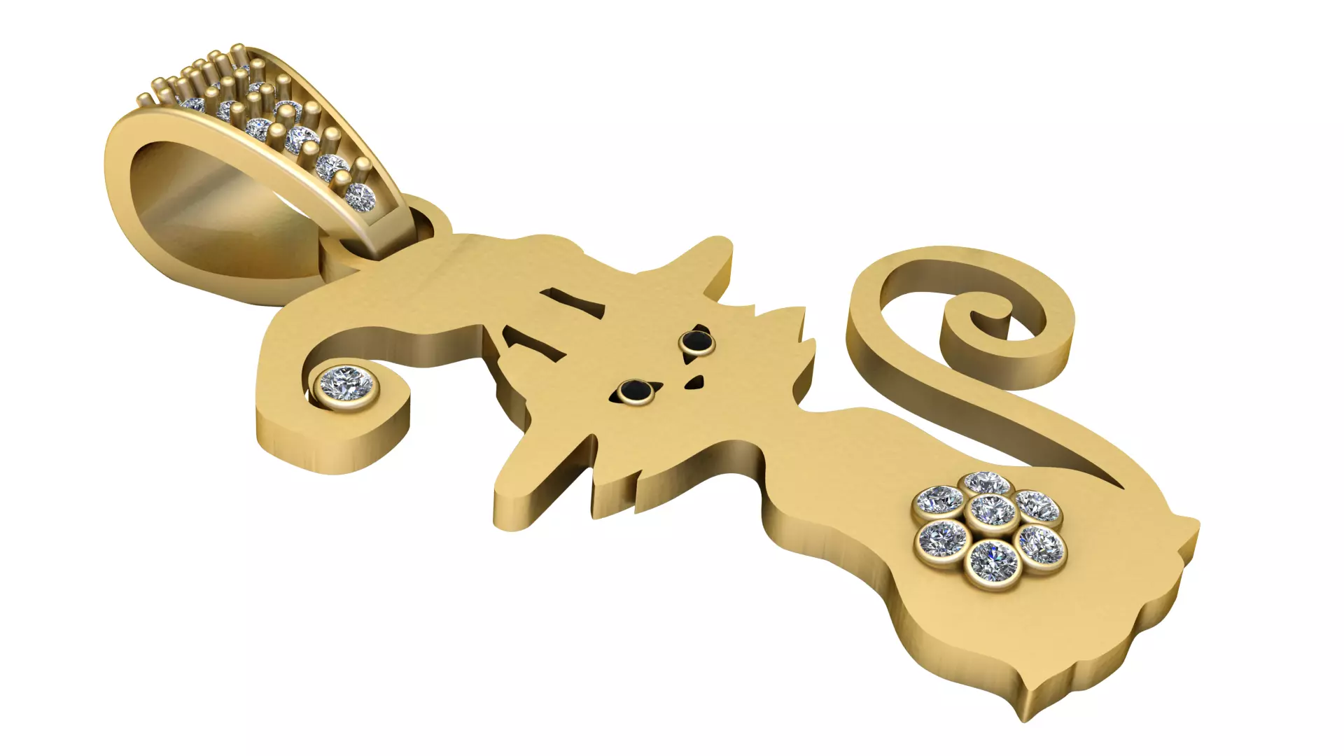 Royal Playful Cat Gold Pendant 3D print model