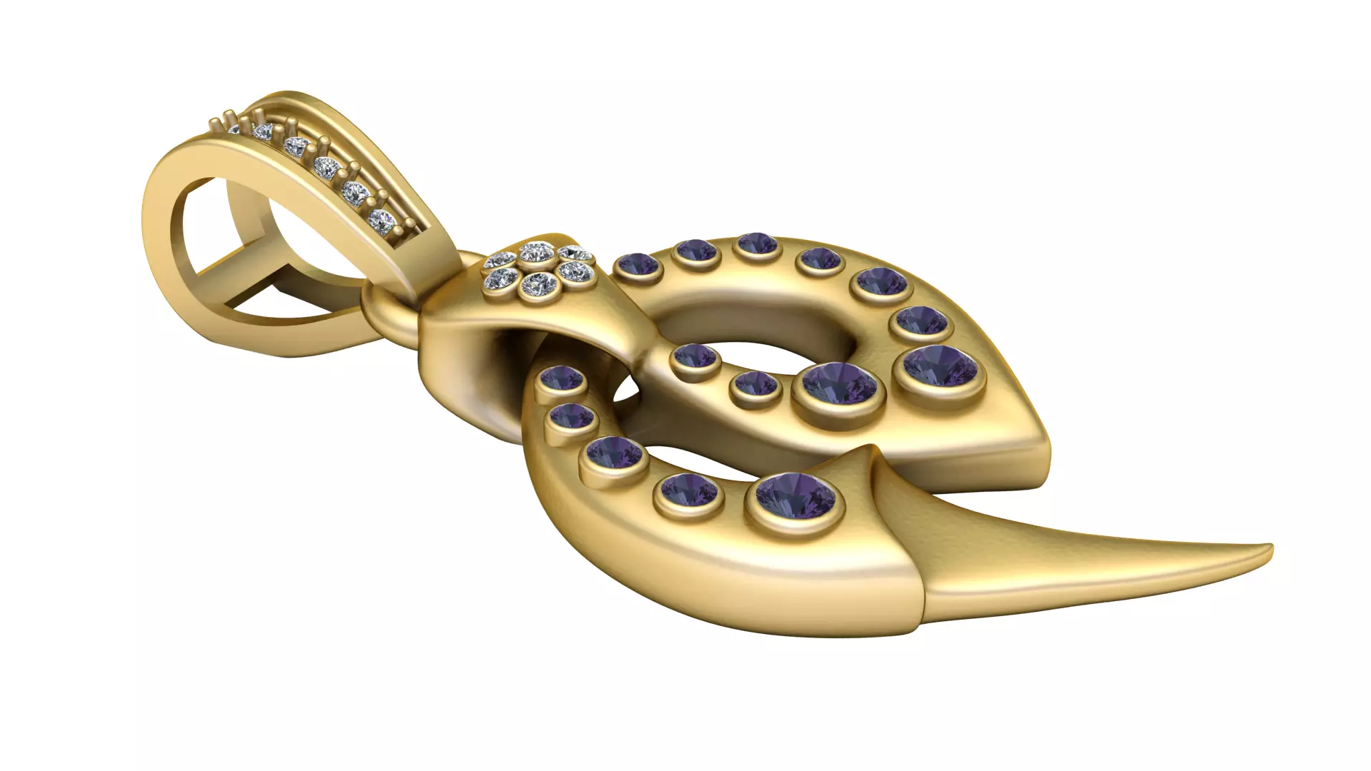 Royal Amethyst Double Heart Pendant 3D print model