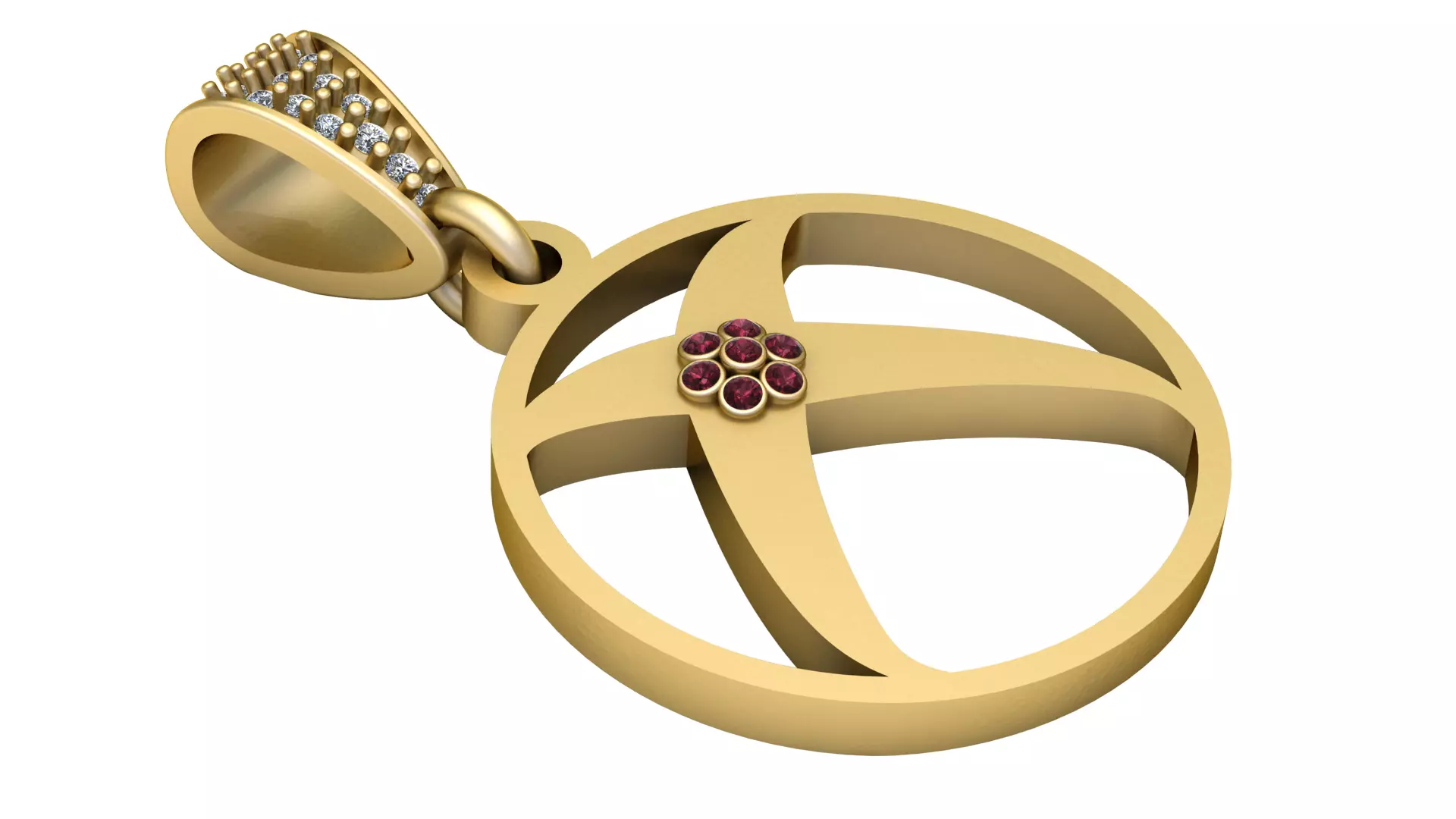 Royal Ruby Peace Gold Pendant 3D print model