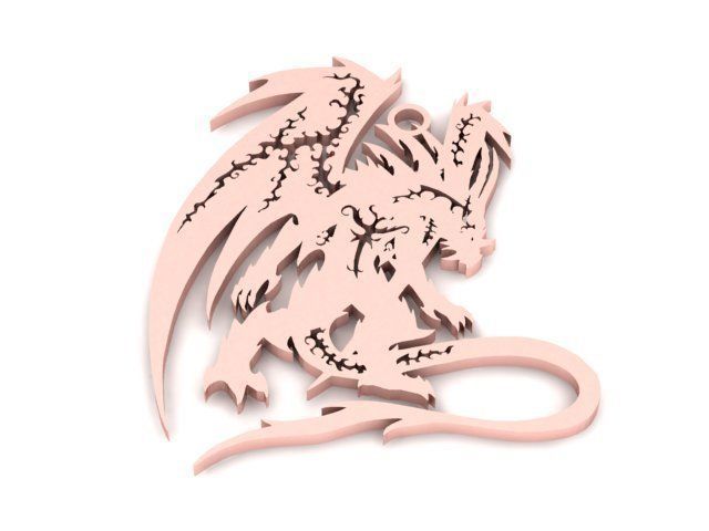 Pendant dragon in gold 3D print model_1