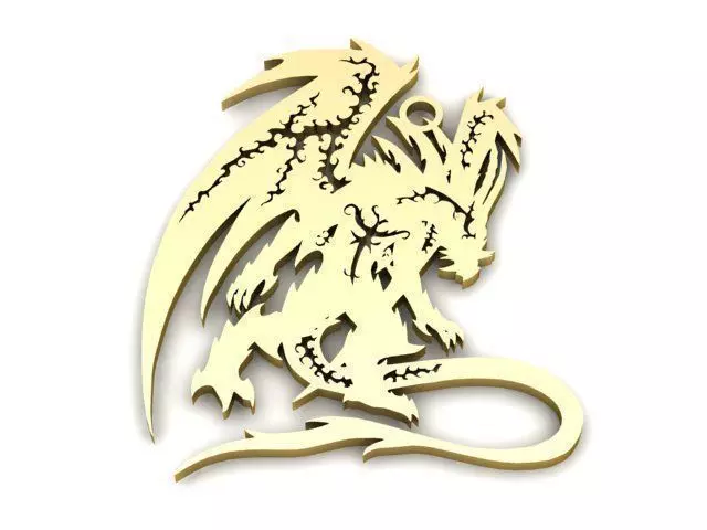 Pendant dragon in gold 3D print model_0