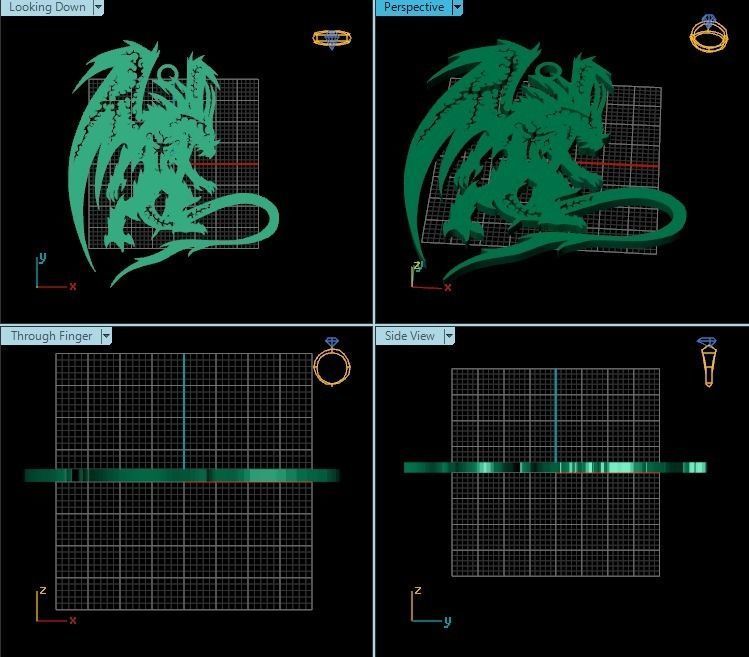Pendant dragon in gold 3D print model_2