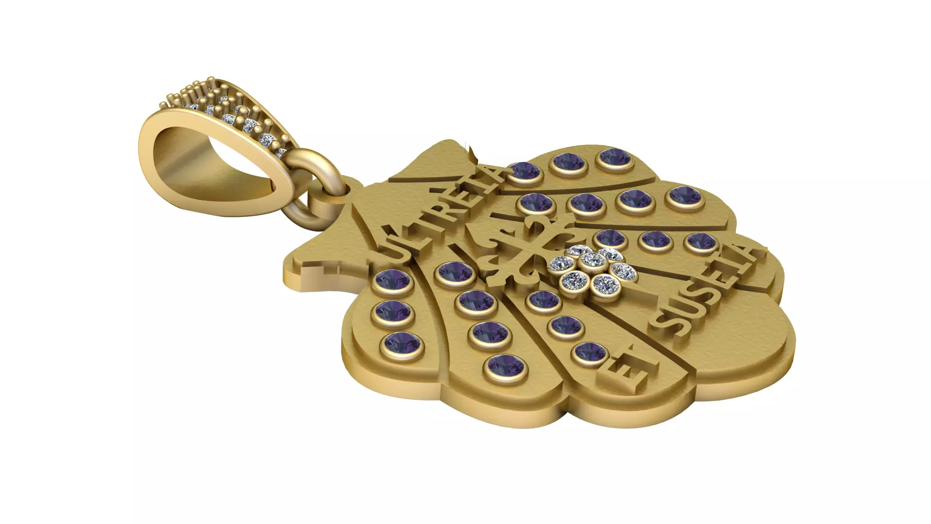 Personalized Gold Family Tree Pendant with Birthstones 3D print model