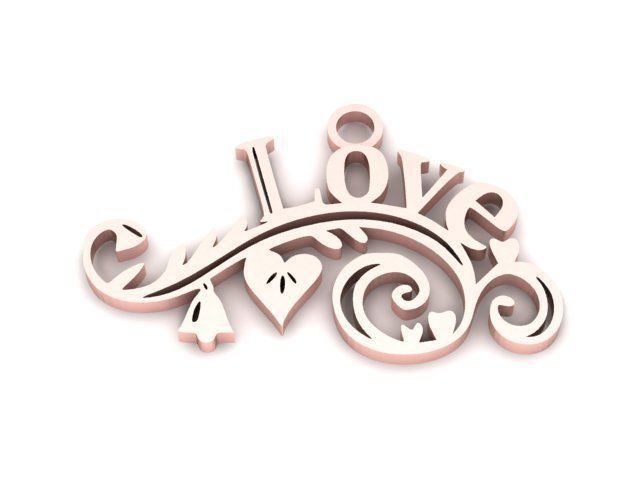 Pendant i love you charm 3D print model_1