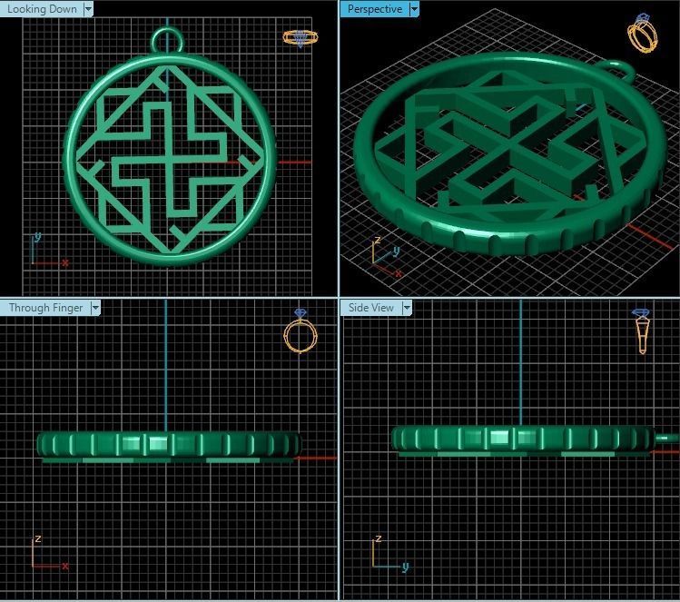Pendant gold labyrinth 3D print model_2